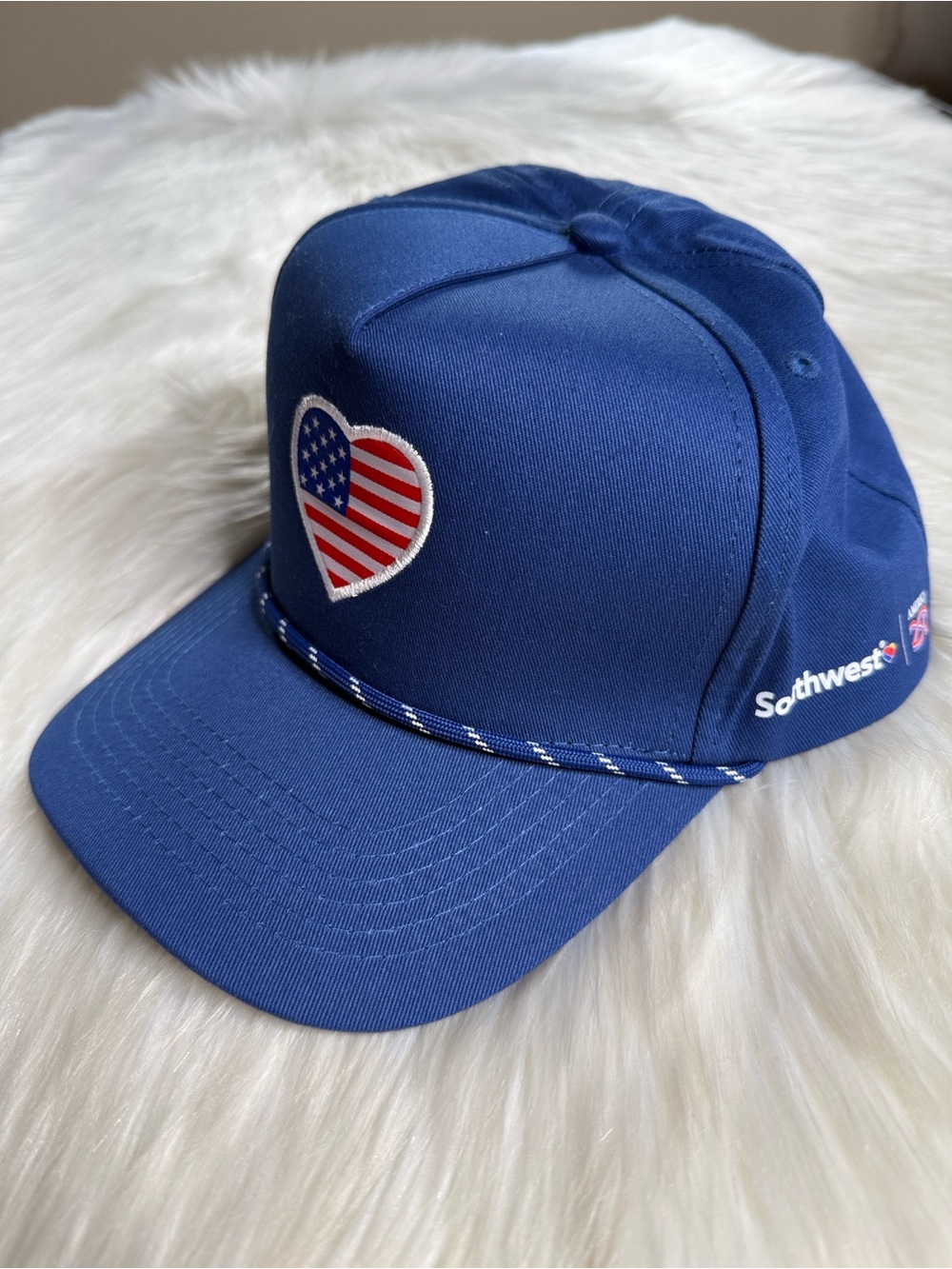 America 250 Blue Embroidered Flag Logo Hat